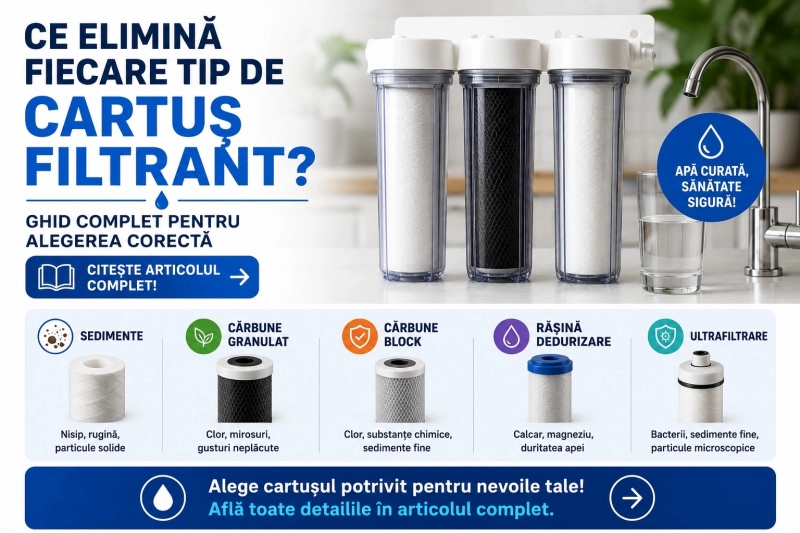 Ce elimină fiecare tip de cartuș filtrant? Ghid complet pentru alegerea corectă