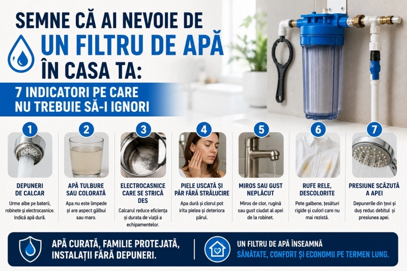 Semne că ai nevoie de un filtru de apă în casă: 7 indicatori pe care nu trebuie să-i ignori